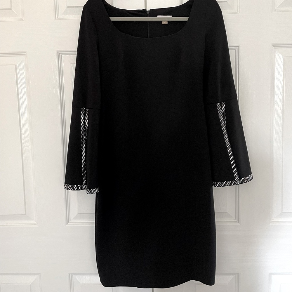Calvin Klein Slit Embellished Cuff Sheath Dress